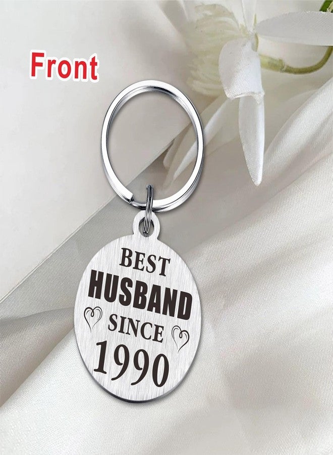 TANWIH 35th Wedding Anniversary Keychain Gifts, Best Husband Since 1990, 35 Year Anniversary Decoration for Him Men - Image 3